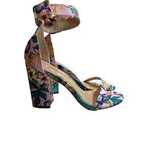 MATA Chunky Heel Pink Purple Floral Women's Size 9